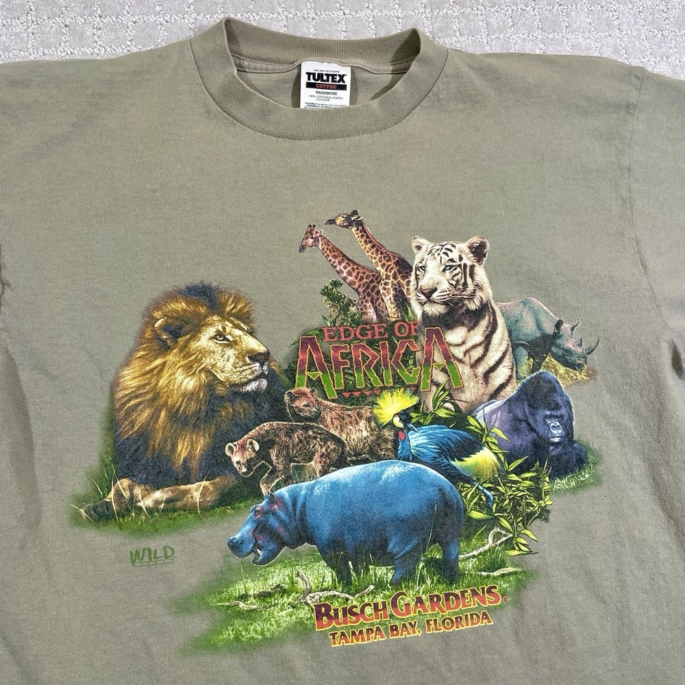 Vintage 90s Busch Gardens Edge of Africa Tampa Bay Florida XL Zoo Animal Tshirt